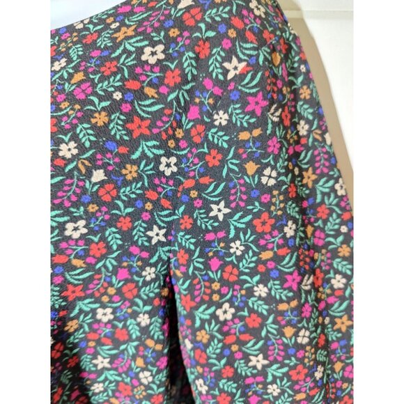 Molly Bracken Floral Long-Flare-Sleeve Boat Neck Tie-Back Mini Shift Dress L - Picture 5 of 7